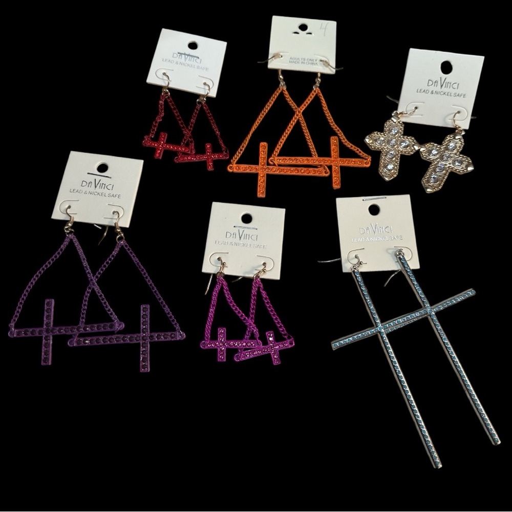 Da Vinci Cross Earring Bundle of 6